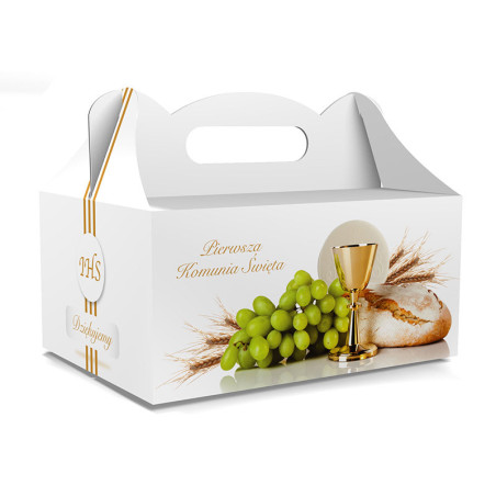 PUDEŁKO OZDOBNE DO CIASTA - NA I KOMUNIĘ - 18,8 x 13,8 x 8,8 cm