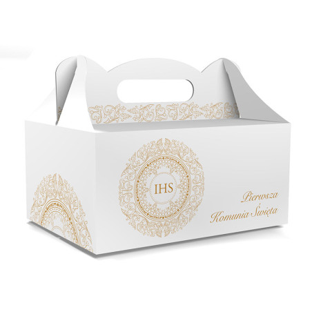 PUDEŁKO OZDOBNE DO CIASTA - NA I KOMUNIĘ - 18,8 x 13,8 x 8,8 cm