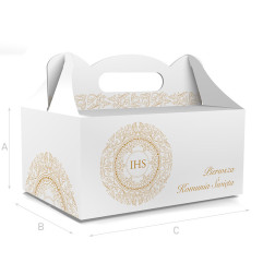 PUDEŁKO OZDOBNE DO CIASTA - NA I KOMUNIĘ - 18,8 x 13,8 x 8,8 cm PUDEŁKO OZDOBNE DO CIASTA - NA I KOMUNIĘ - 18,8 x 13,8 x 8,8 cm