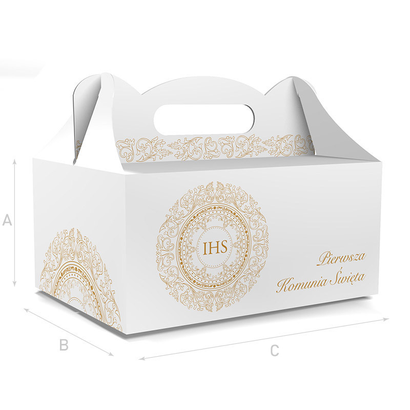 PUDEŁKO OZDOBNE DO CIASTA - NA I KOMUNIĘ - 18,8 x 13,8 x 8,8 cm PUDEŁKO OZDOBNE DO CIASTA - NA I KOMUNIĘ - 18,8 x 13,8 x 8,8 cm
