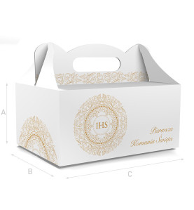 PUDEŁKO OZDOBNE DO CIASTA - NA I KOMUNIĘ - 18,8 x 13,8 x 8,8 cm