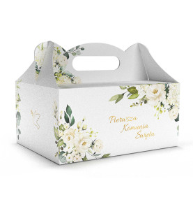 PUDEŁKO OZDOBNE DO CIASTA - NA I KOMUNIĘ - 18,8 x 13,8 x 8,8 cm
