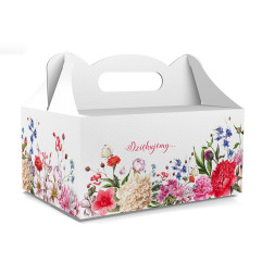 PUDEŁKO OZDOBNE DO CIASTA - DZIĘKUJEMY - 18,8 x 13,8 x 8,8 cm