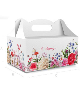 PUDEŁKO OZDOBNE DO CIASTA - DZIĘKUJEMY - 18,8 x 13,8 x 8,8 cm