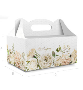 PUDEŁKO OZDOBNE DO CIASTA - DZIĘKUJEMY - 18,8 x 13,8 x 8,8 cm