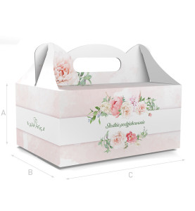 PUDEŁKO OZDOBNE DO CIASTA - DZIĘKUJEMY - 18,8 x 13,8 x 8,8 cm