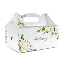 PUDEŁKO OZDOBNE DO CIASTA - DZIĘKUJEMY - 18,8 x 13,8 x 8,8 cm