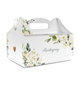 PUDEŁKO OZDOBNE DO CIASTA - DZIĘKUJEMY - 18,8 x 13,8 x 8,8 cm