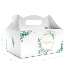 PUDEŁKO OZDOBNE DO CIASTA - DZIĘKUJEMY - 18,8 x 13,8 x 8,8 cm