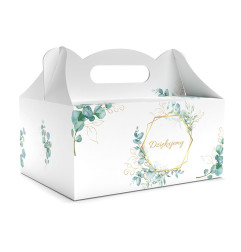 PUDEŁKO OZDOBNE DO CIASTA - DZIĘKUJEMY - 18,8 x 13,8 x 8,8 cm